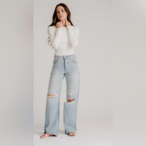 SABLYN SAMMY SLIM DISTRESSED DENIM JEANS | AZURE, SIZE 25